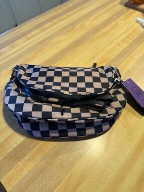 Checkerboard khaki and Black Crossbody Bag